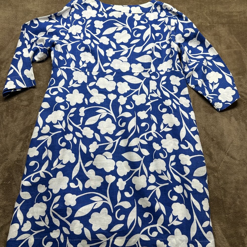 Boden Sz 18 Long Blue and White Floral Linen Midi Dress - Picture 6 of 12